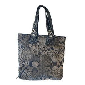 Coach 2008 REHAB SOHO Signature Patchwork Black Patterned Tote Project Bag Y2K